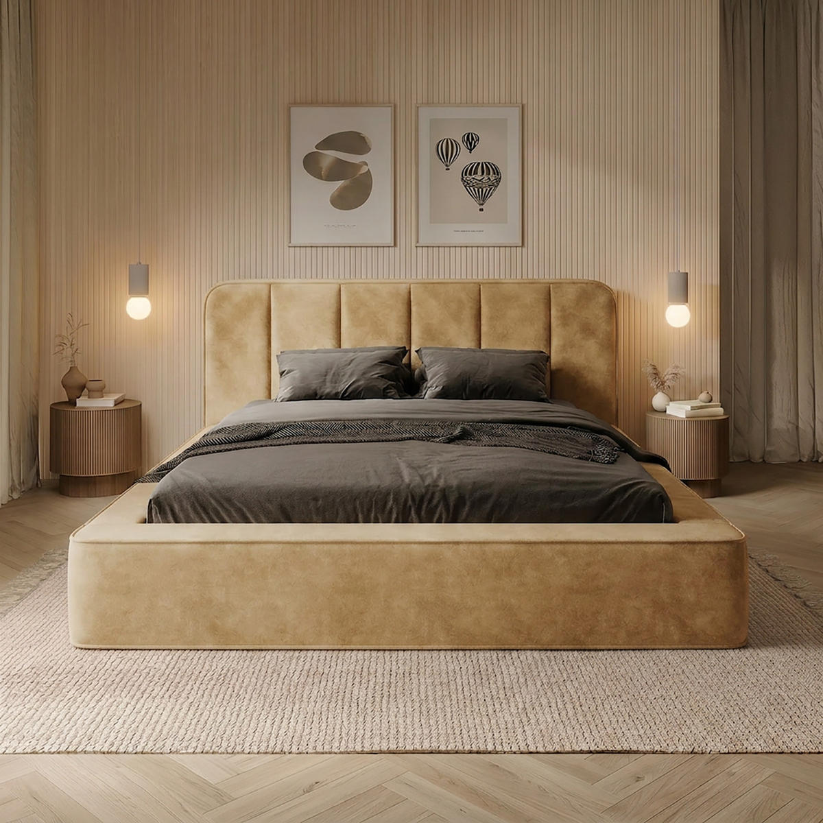 POLSTERBETT BEJO 160x200 cm, Beige - Beige, Textil (200/160cm) - Fedve