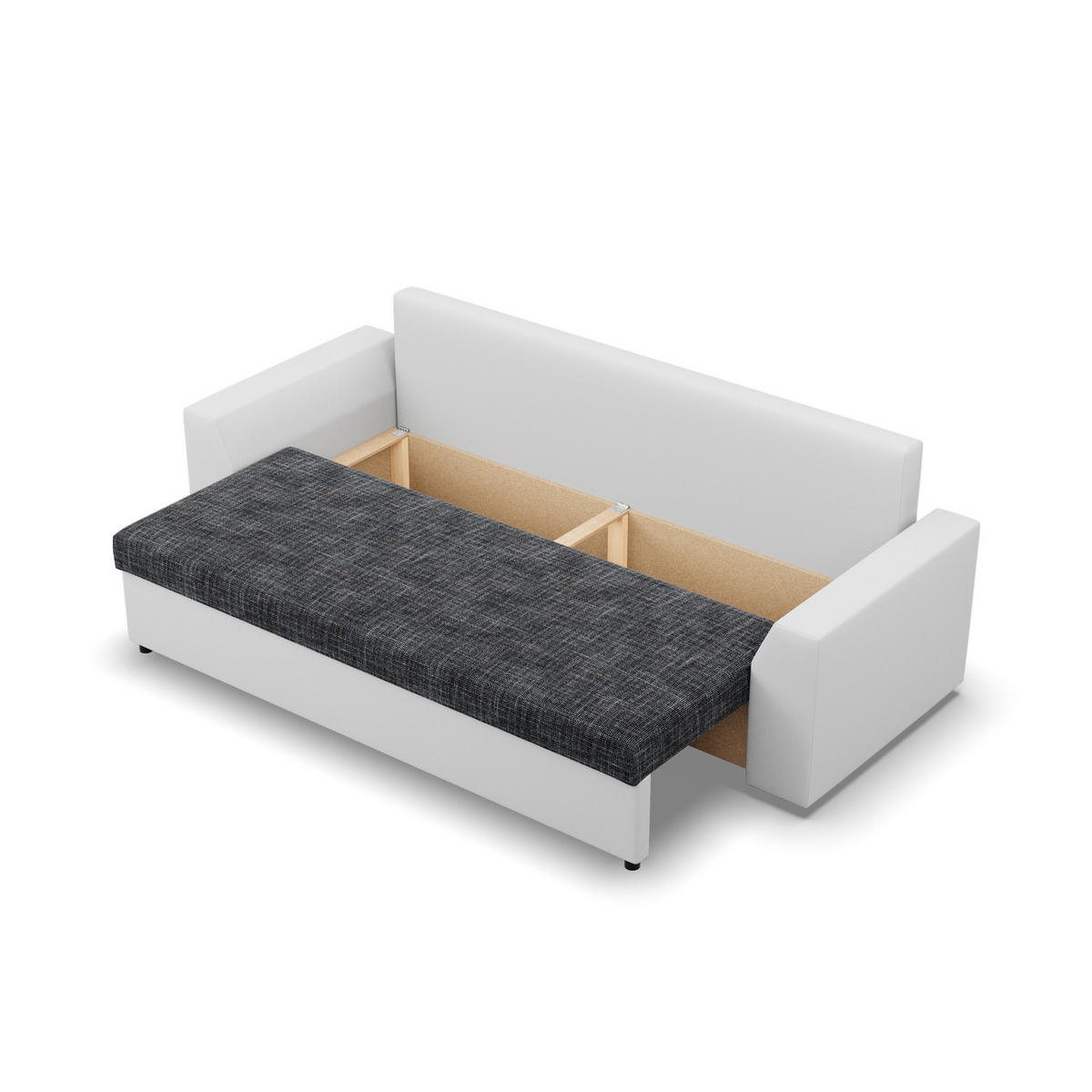 SOFA 3-SITZER MIT SCHLAFFUNKTION LUGO Dunkelgrau/Weiß - Dunkelgrau/Weiß, Textil (92/92/232cm) - Mebligo