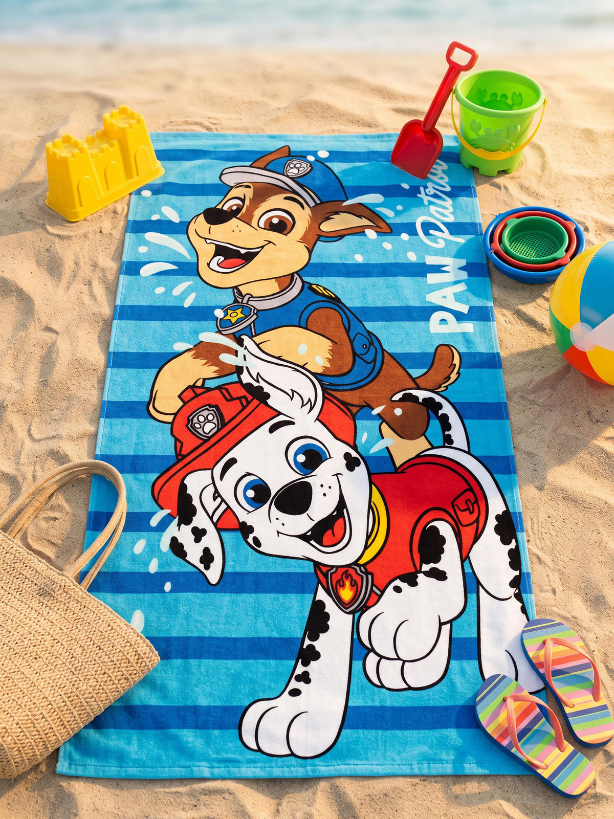 STRANDTUCH Paw Patrol Chase & Marshall Blau 120 x 60 cm - Blau, Textil (120/60cm) - Paw Patrol