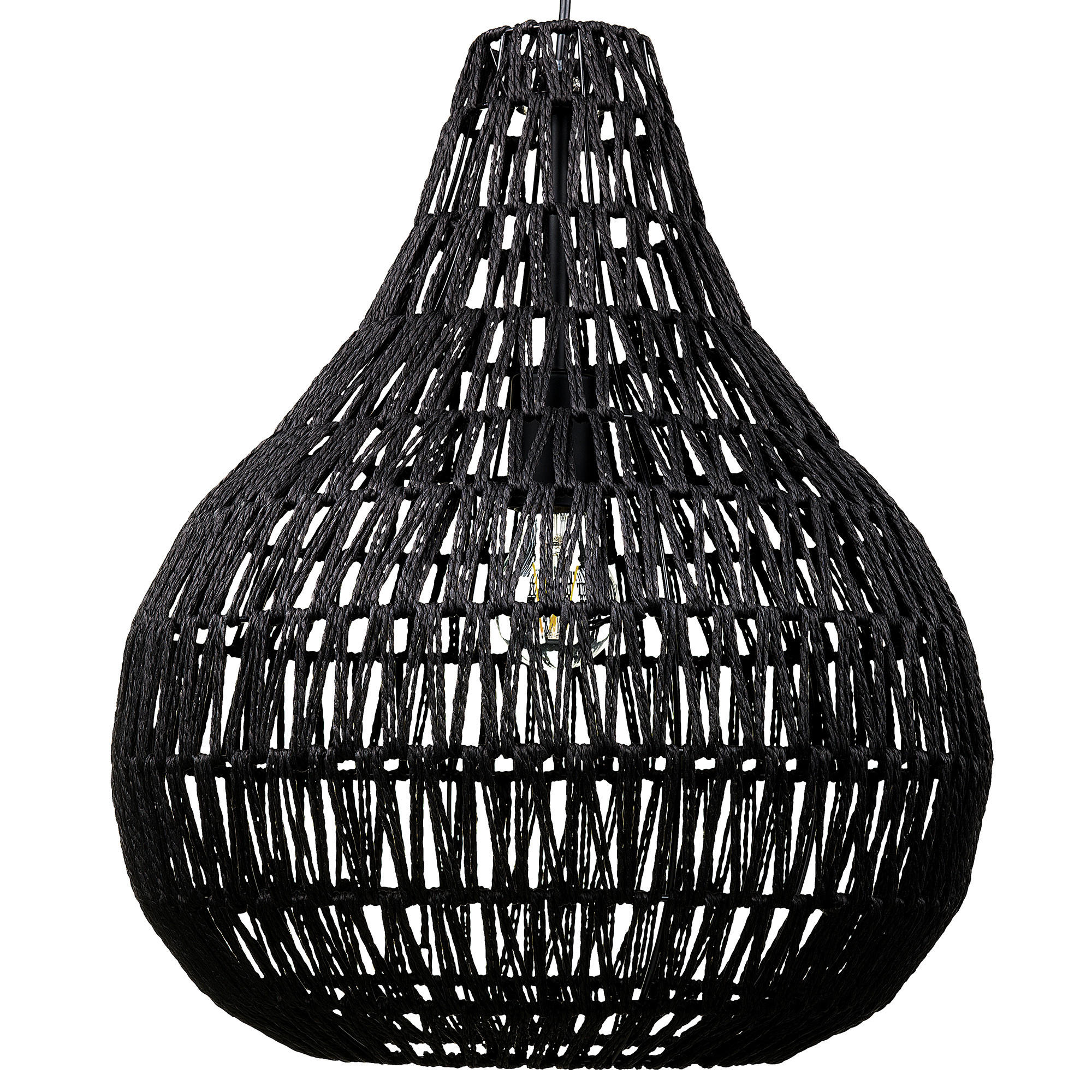 HÄNGELEUCHTE Molopo 40/40/167 cm - Schwarz, Papier (40/40/167cm) - Beliani