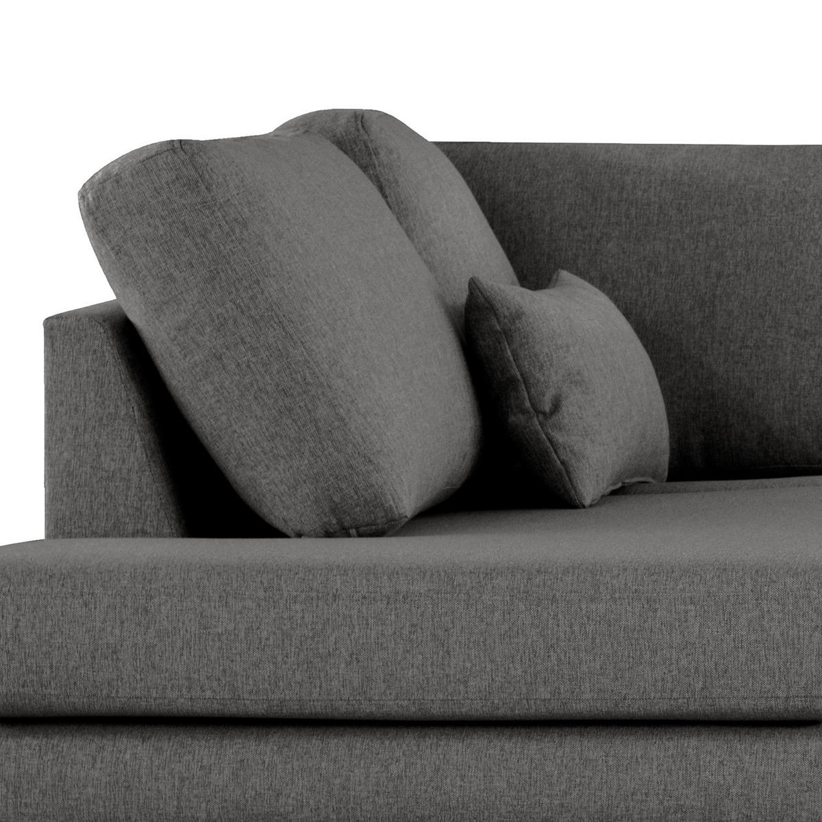 ECKSOFA mit Ottomane - Dunkelgrau/Buchefarben, Buchenholz/Textil (287/219cm) - home24