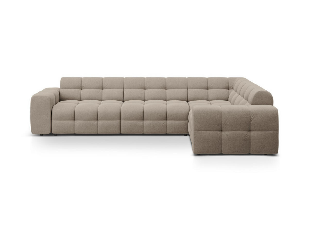 ECKSOFA rechts Kendal aus strukturiertem Stoff dunkelbeige 6 Sitzplätze - Mokka, Textil (231/332cm) - Micadoni
