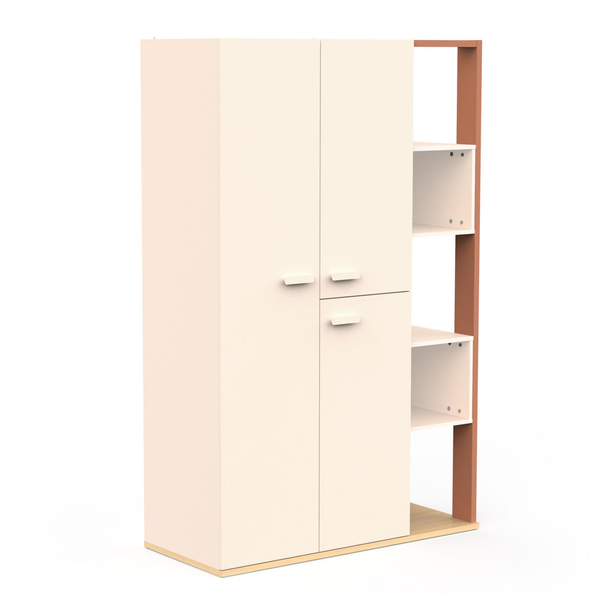 SCHRANK, 3 Türen, 5 Nischen - Modell CAMILLIA - Beige - 119,7 x 51,5 x 186,9 cm - Beige, Holz (51.5/186.9/119.7cm) - Demeyere