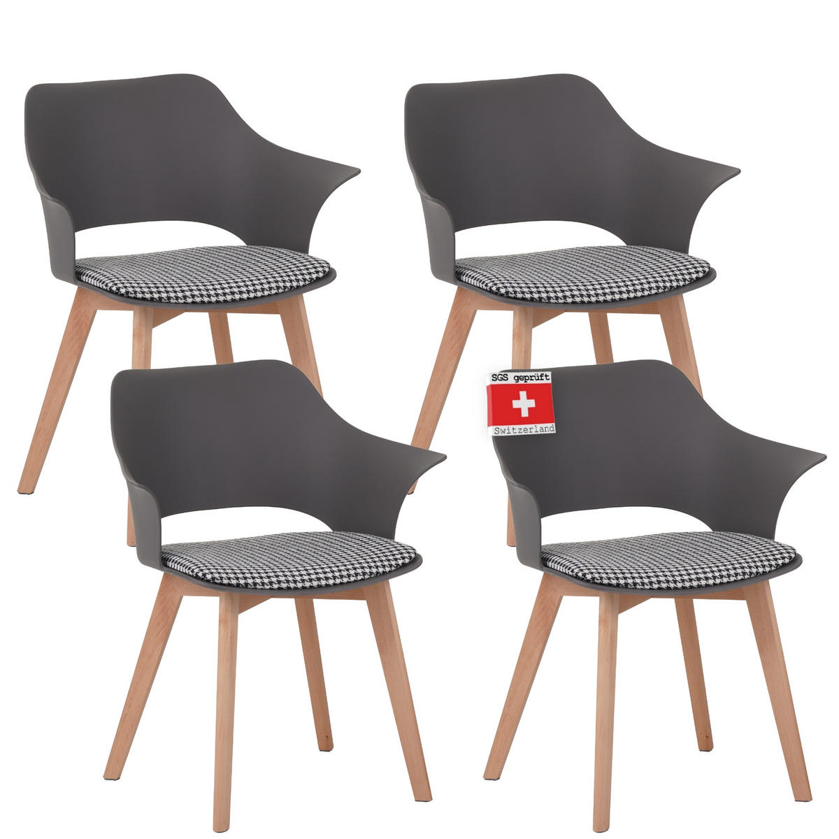 ESSZIMMERSTUHL AALBORG 4er-Set - Grau, Kunststoff (64/76/57cm) - Albatros