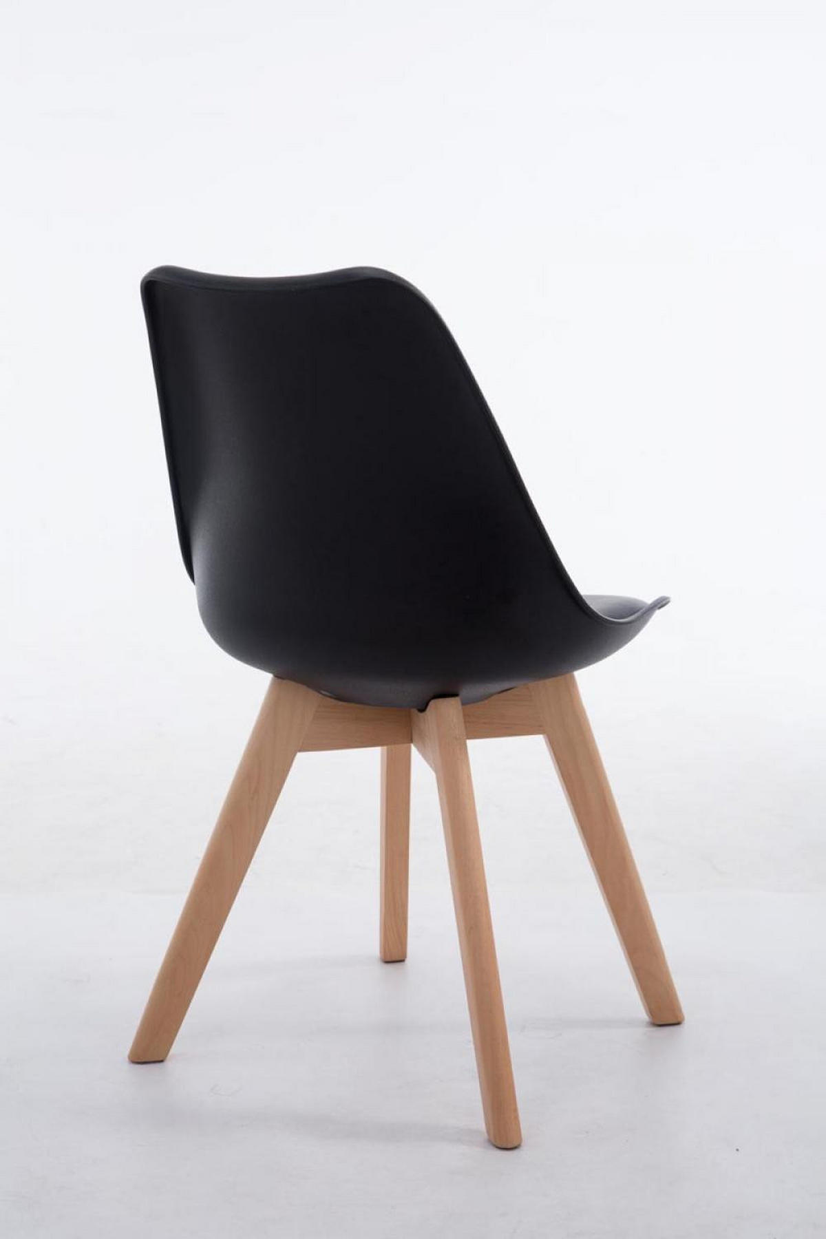 STUHL Lederlook schwarz - Eukalyptusholzfarben/Schwarz, Holz/Textil (48/84/41.5cm) - CLP