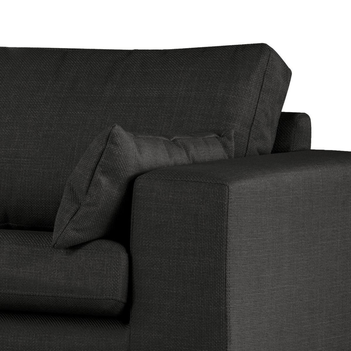 ECKSOFA mit Ottomane - Eichefarben/Schwarz, Eichenholz/Textil (287/219cm) - home24
