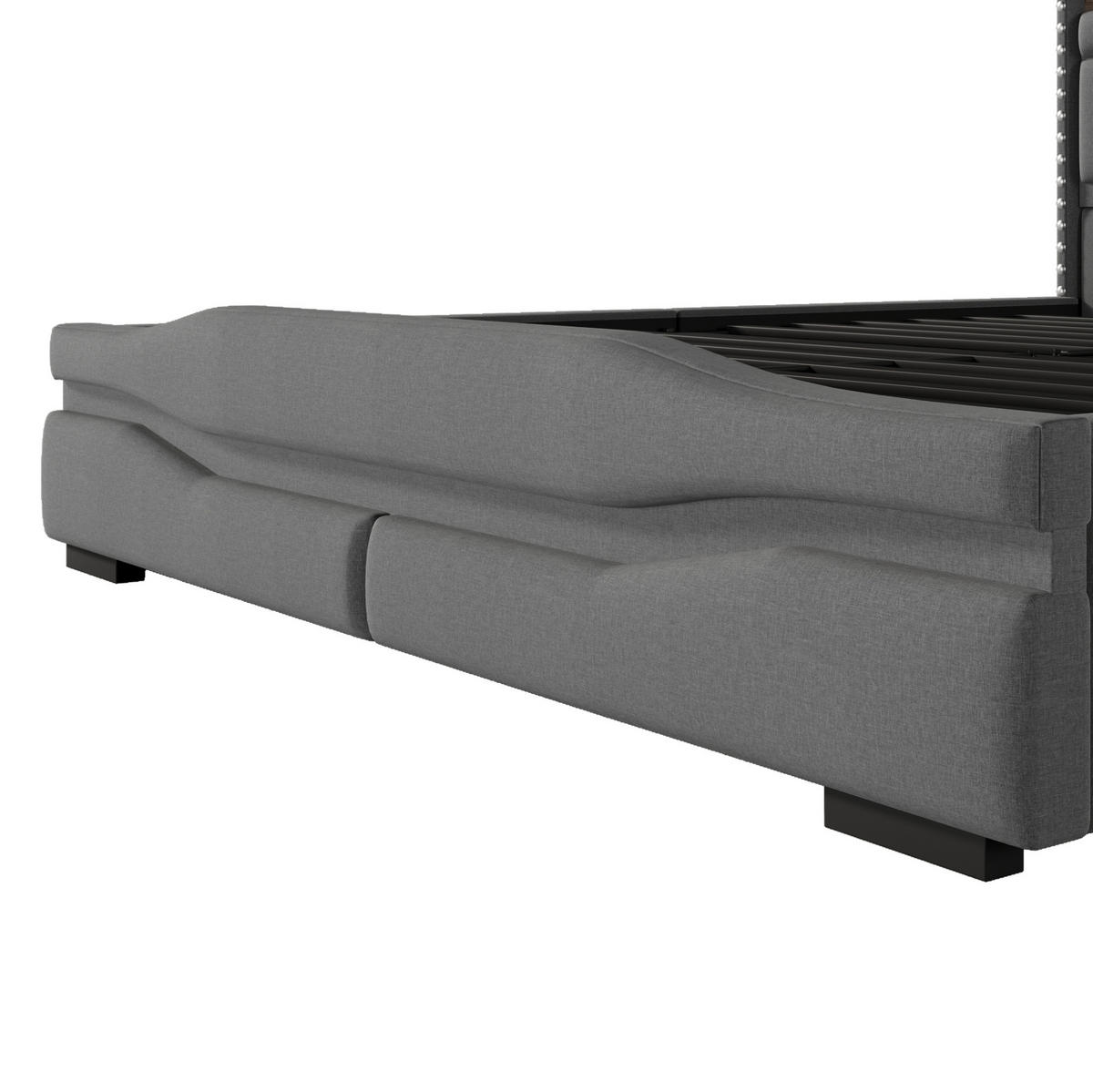 POLSTERBETT 160/200 cm aus Leinen mit LED-Beleuchtung, Grau - Grau, Textil (160/200cm) - OKMYHOME
