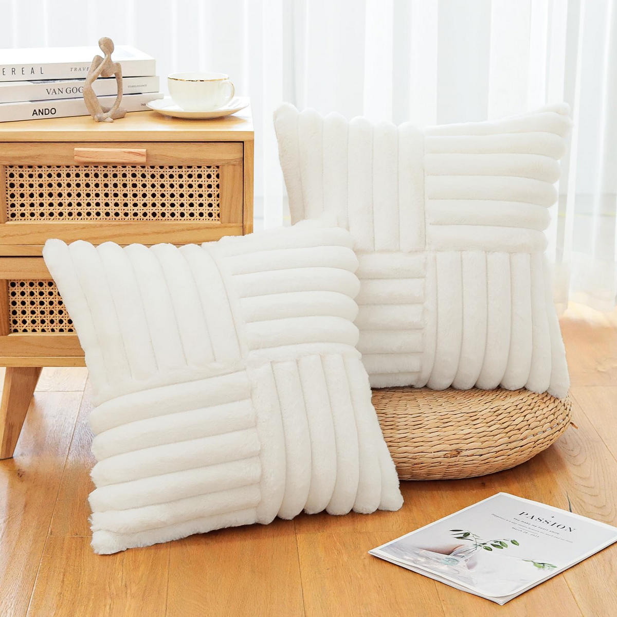 KISSENHÜLLE UNI Plüsch & Samt 45/45 cm - Weiß, Textil (45/45cm) - Kaket