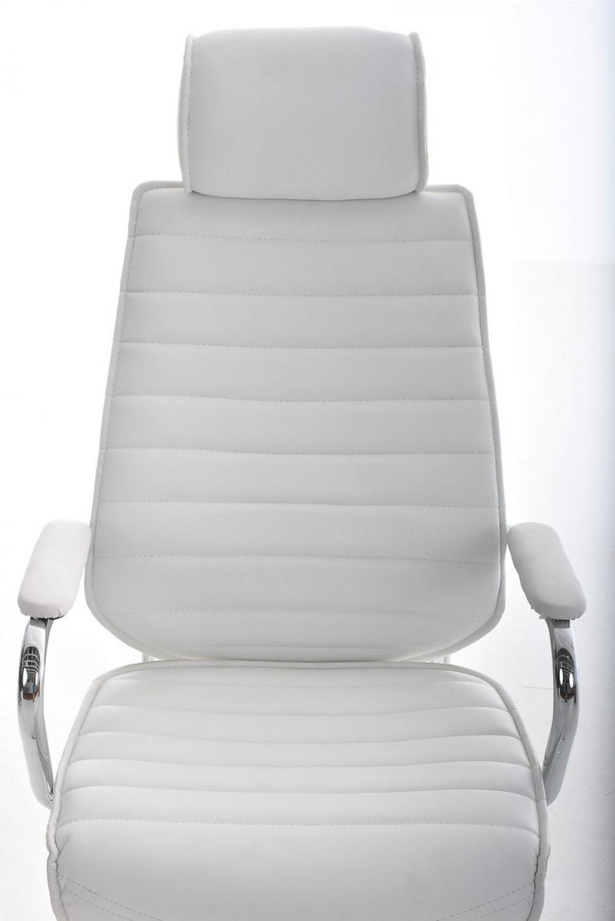 CHEFSESSEL Lederlook Weiß - Chromfarben/Weiß, Textil/Metall (59/117/57cm) - CLP
