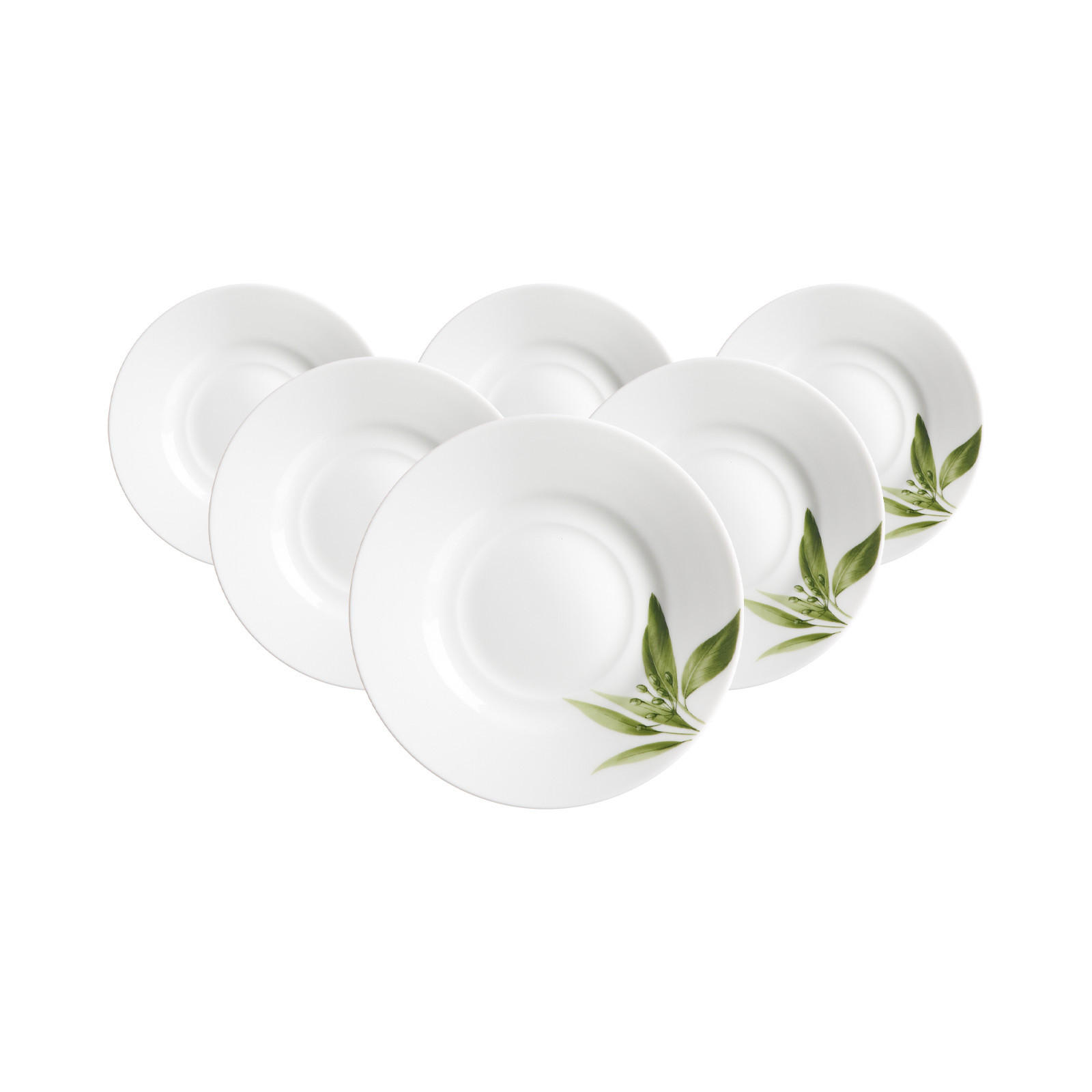 KAFFEEUNTERTASSEN Evora weiß-grün ø 15 cm 6er Set - Weiß/Grün, Keramik (15cm) - Ritzenhoff Breker