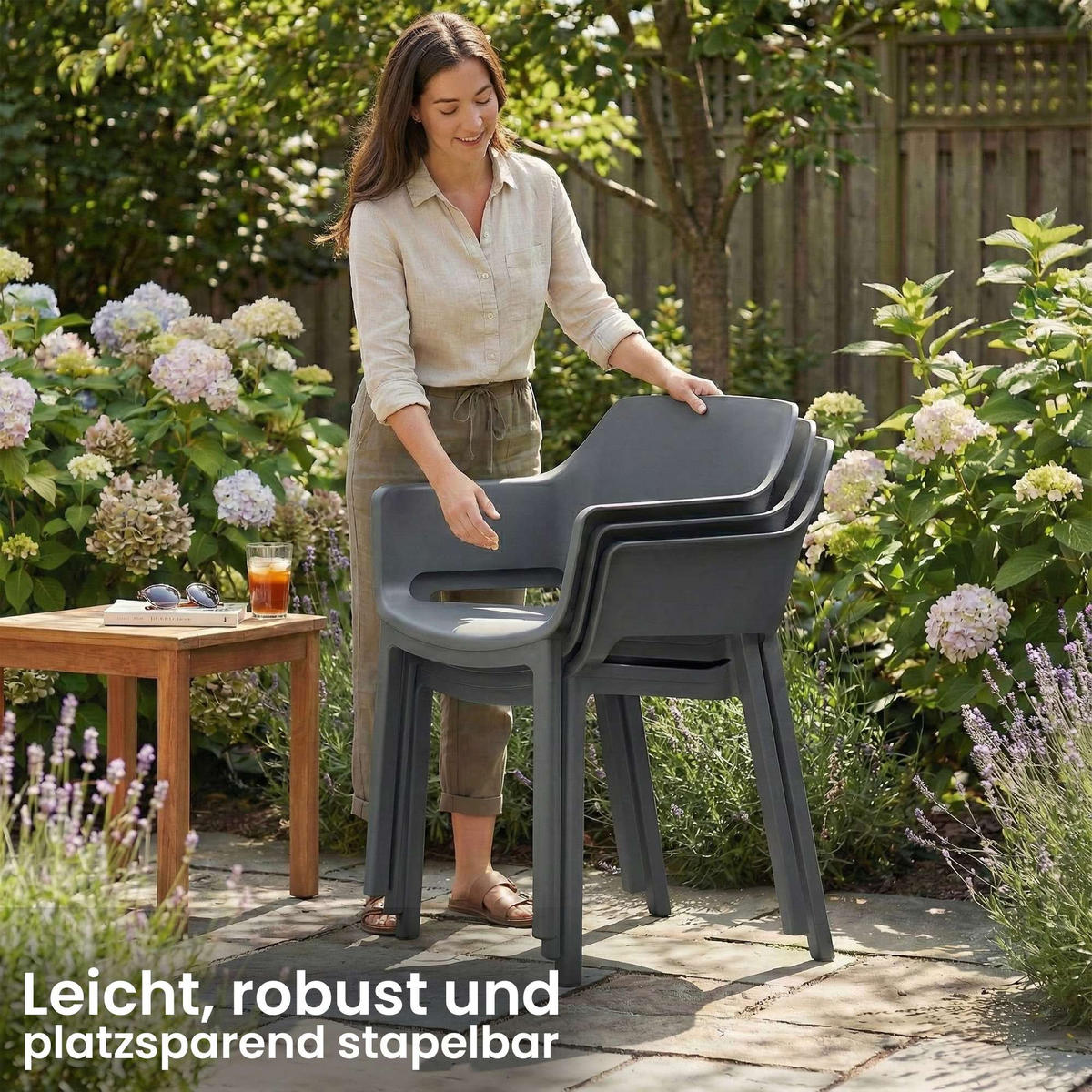 GARTENSTUHL Kunststoff Dunkelgrau - Dunkelgrau, Kunststoff (60/90/65cm) - CLP