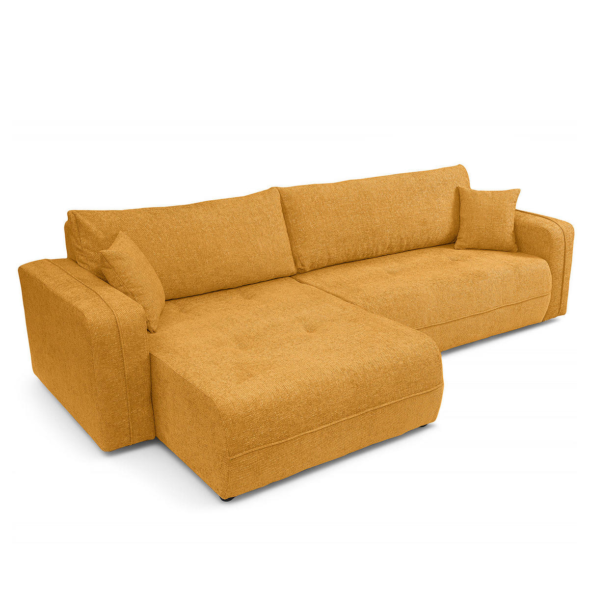 ECKSOFA mit Schlaffunktion - 272 cm - Gelb/Schwarz, Kunststoff/Textil (272/145cm) - home24
