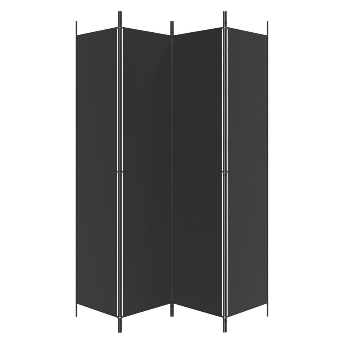 4-TLG. Paravent Schwarz 200x220 cm Stoff - Schwarz, Textil (200/220/220cm)
