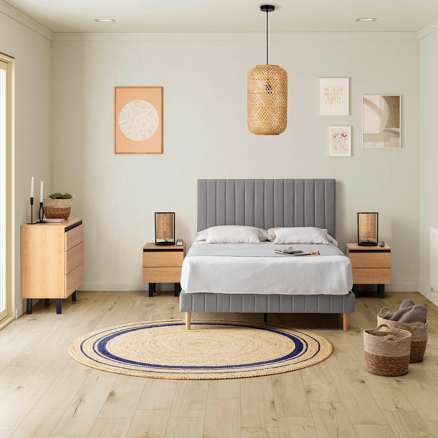 Thumbnail - VS Venta-stock Polsterbett, Hellgrau, Textil, 142x30x192 cm, Schlafzimmer, Betten