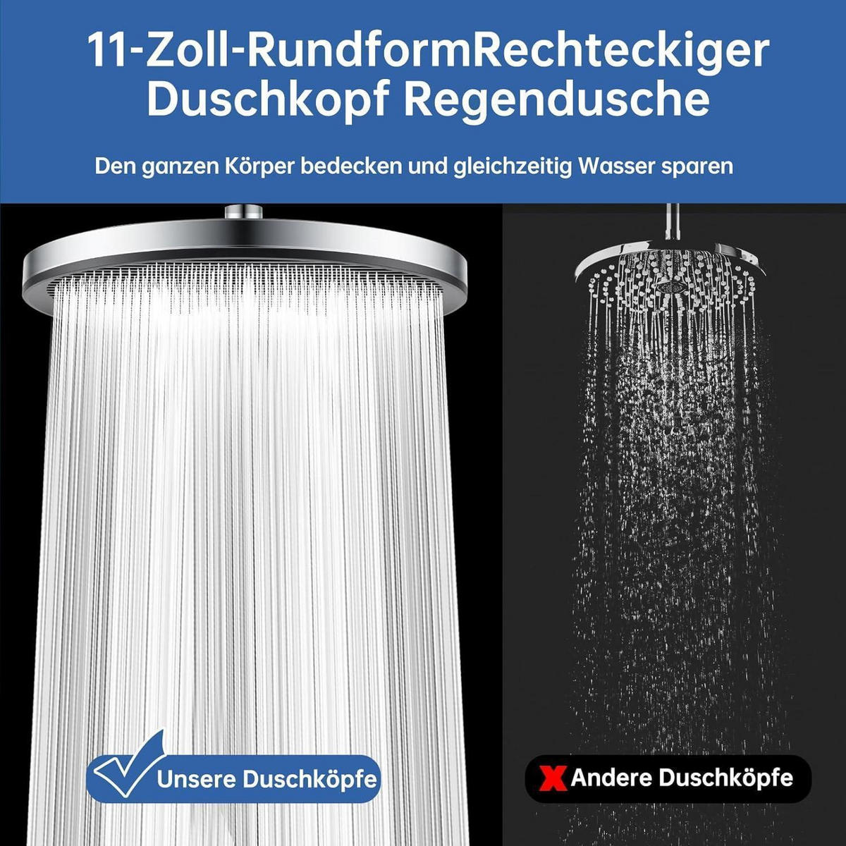 DUSCHKOPF 28 cm Rund Chrom Schwarz - Silberfarben, Metall (18/12.7/26cm)