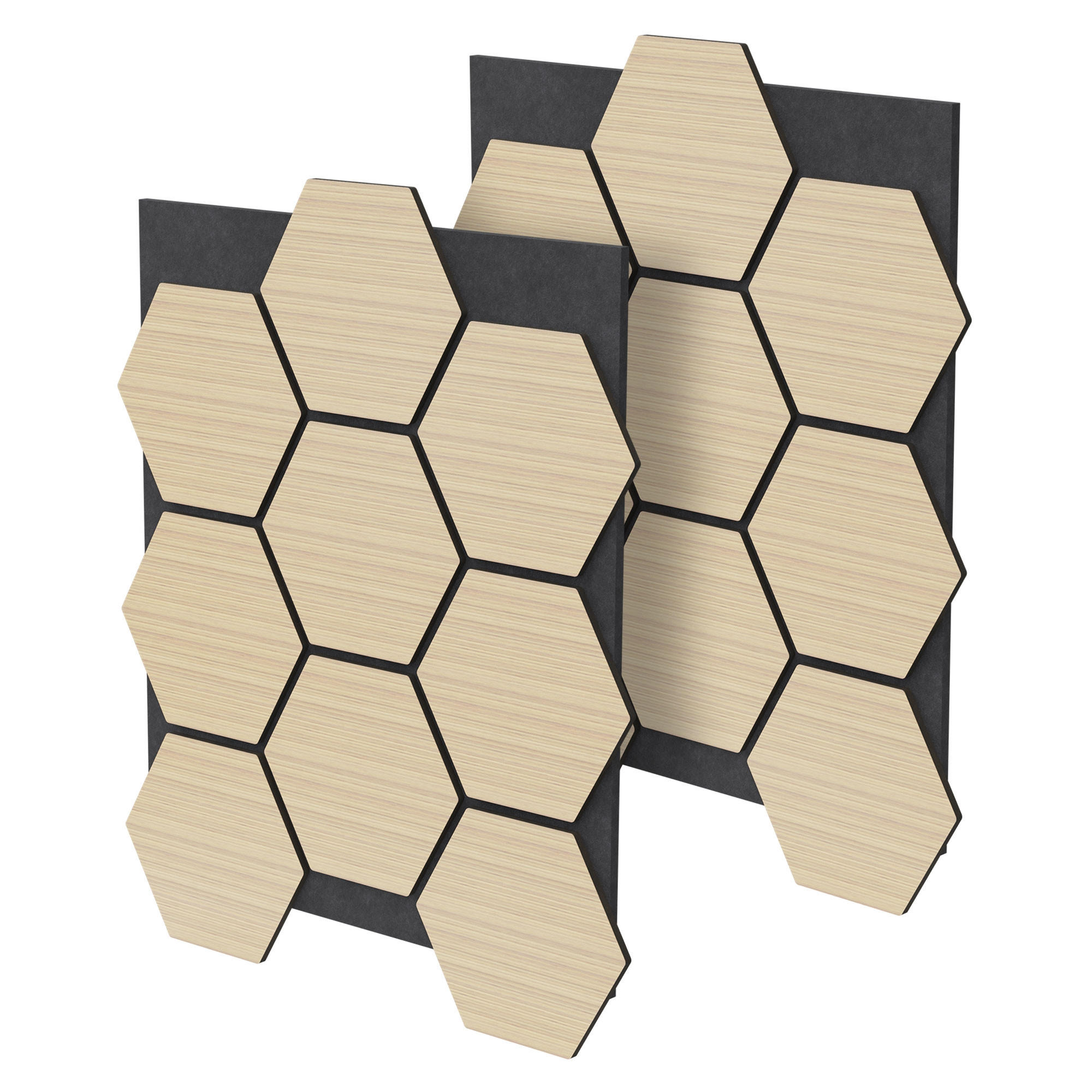 AKUSTIKPANEEL Echtholz 2er Set Eiche Hexagon - Hellbraun, Holzwerkstoff (2.1/81.1/66.6cm) - ML-DESIGN