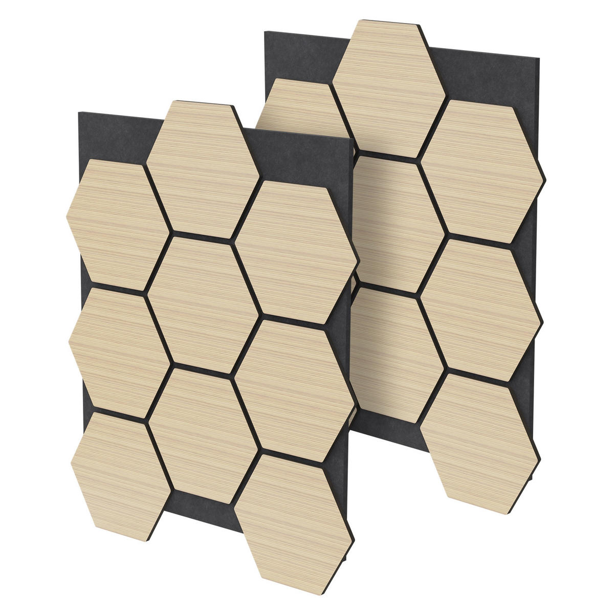 AKUSTIKPANEEL Echtholz 2er Set Eiche Hexagon - Hellbraun, Holzwerkstoff (2.1/81.1/66.6cm) - ML-DESIGN