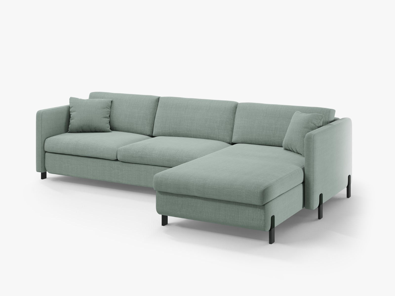 ECKSOFA ausklappbar rechts mit Container Gloria aus strukturiertem Stoff minze 4 Sitzplätze - Mintgrün, Textil (170/260cm) - Micadoni