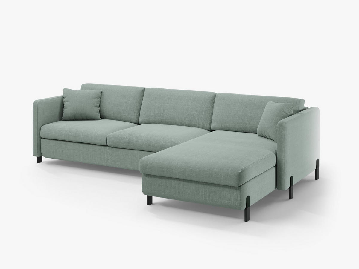 ECKSOFA ausklappbar rechts mit Container Gloria aus strukturiertem Stoff minze 4 Sitzplätze - Mintgrün, Textil (170/260cm) - Micadoni