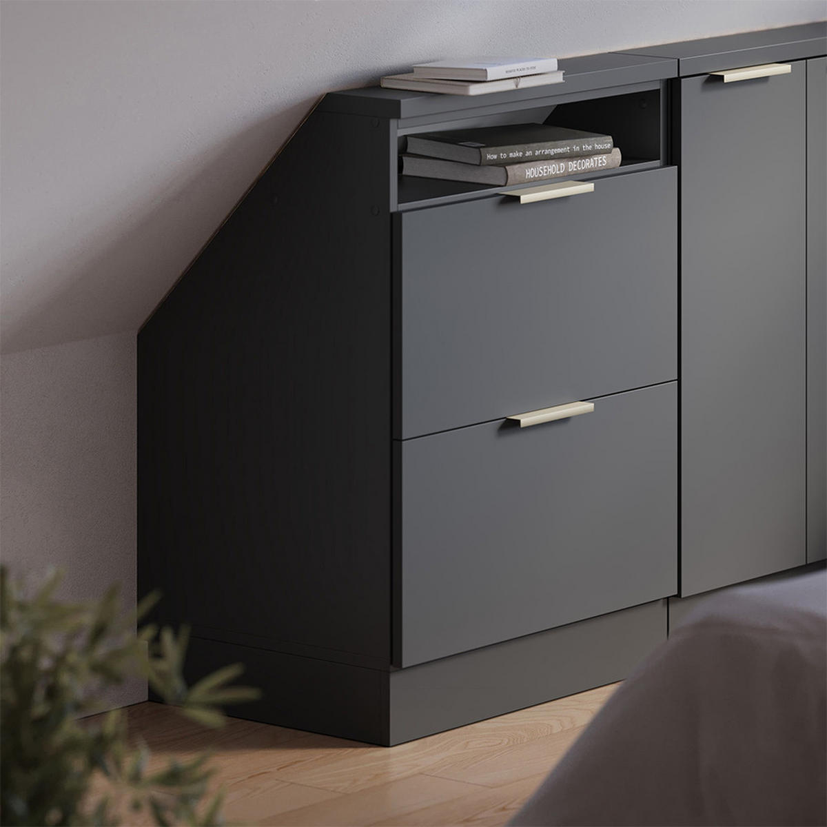 ŠIKMÁ SKŘÍŇ Rion Antracitově zlatý - antracitová, kompozitní dřevo (60/81.6/46cm) - Vicco