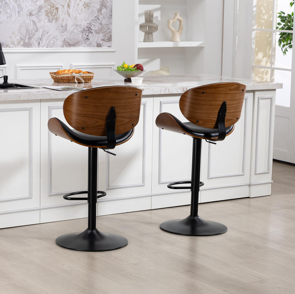 BARHOCKER höhenverstellbar und drehbar, Schwarz, Sitzhöhe 59–70 cm - Schwarz, Metall (50/93/51cm) - MIVRAY