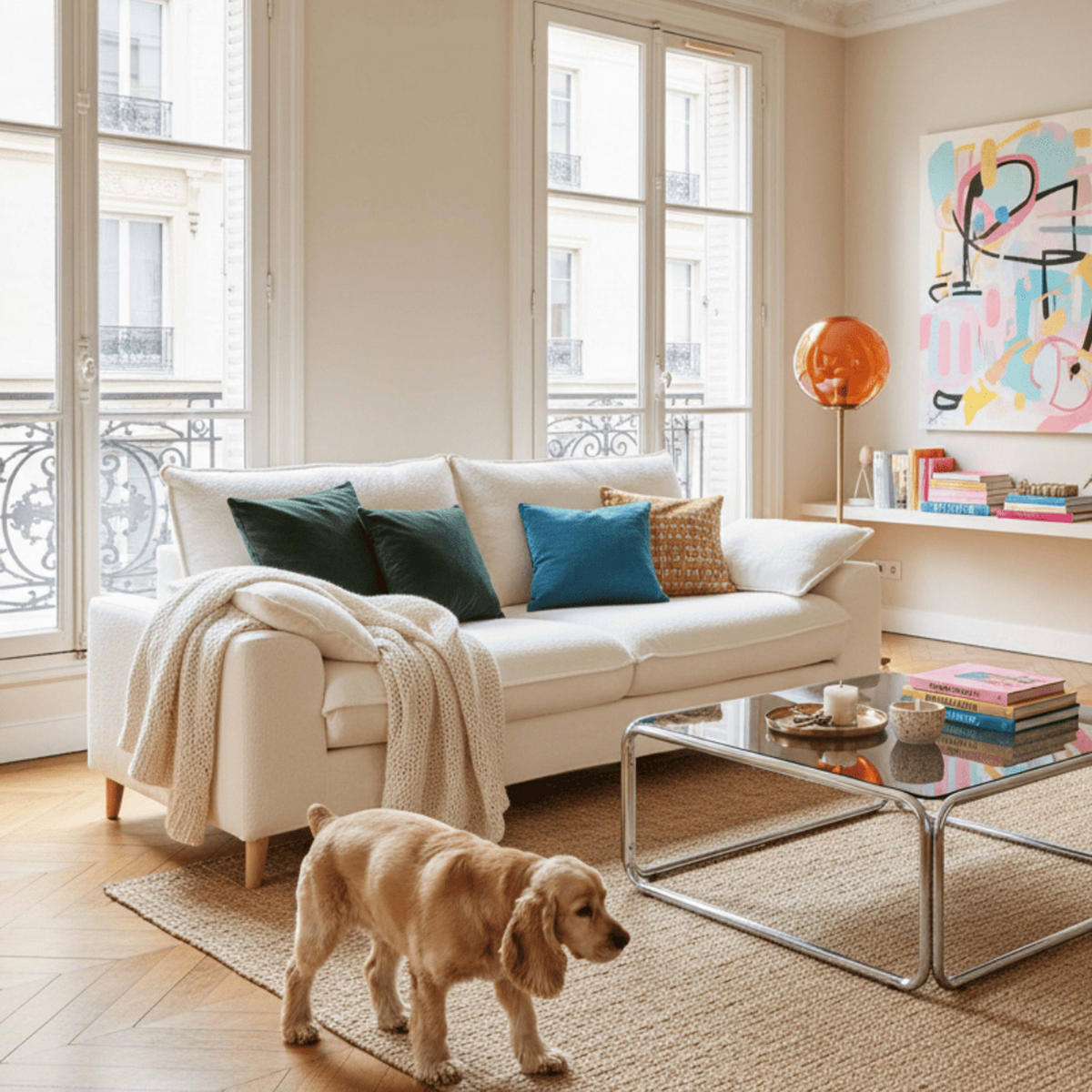 3-SITZER-SOFA, Stoff, Weiß - Weiß, Textil (97/88/205cm) - Oviala