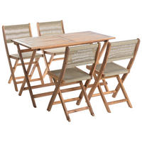 GARTENMÖBEL-SET 4-Sitzer Beige Prossedi - Hellbraun/Beige, Holz (120/75/60cm) - Beliani