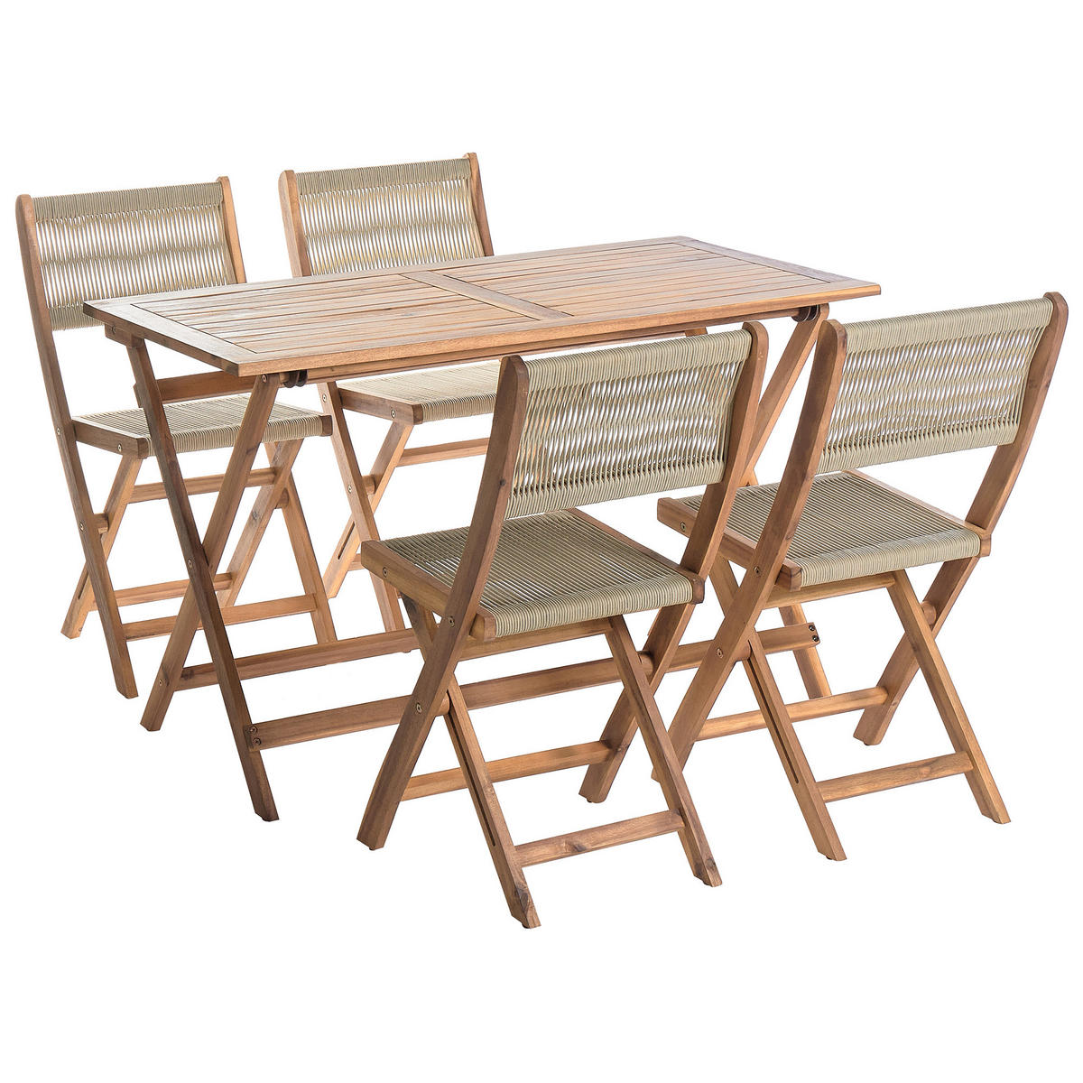 GARTENMÖBEL-SET 4-Sitzer Beige Prossedi - Hellbraun/Beige, Holz (120/75/60cm) - Beliani