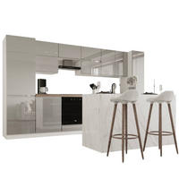 KÜCHENINSEL 360 cm - Aspen KA22-M360 - Grau/Hochglanz - Grau, Holz/Holzwerkstoff (360/212/58cm)