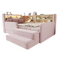 POLSTERBETT 90*200 cm mit LED, USB und Schublade, Rosa - Pink, Textil (90/200cm) - FLIEKS