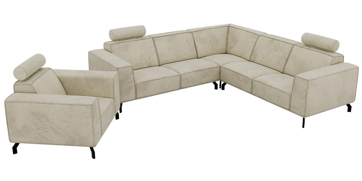 SEDACIA ZOSTAVA L+1 VESANO - Béžová Samet - čierna/béžová, kov/textil (260/90/260cm) - MKS