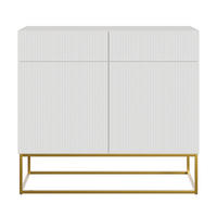 KOMMODE Veldio Weiß mit goldenem Metallgestell 100 cm - Goldfarben/Weiß, Holzwerkstoff/Metall (100/90/38cm) - Selsey