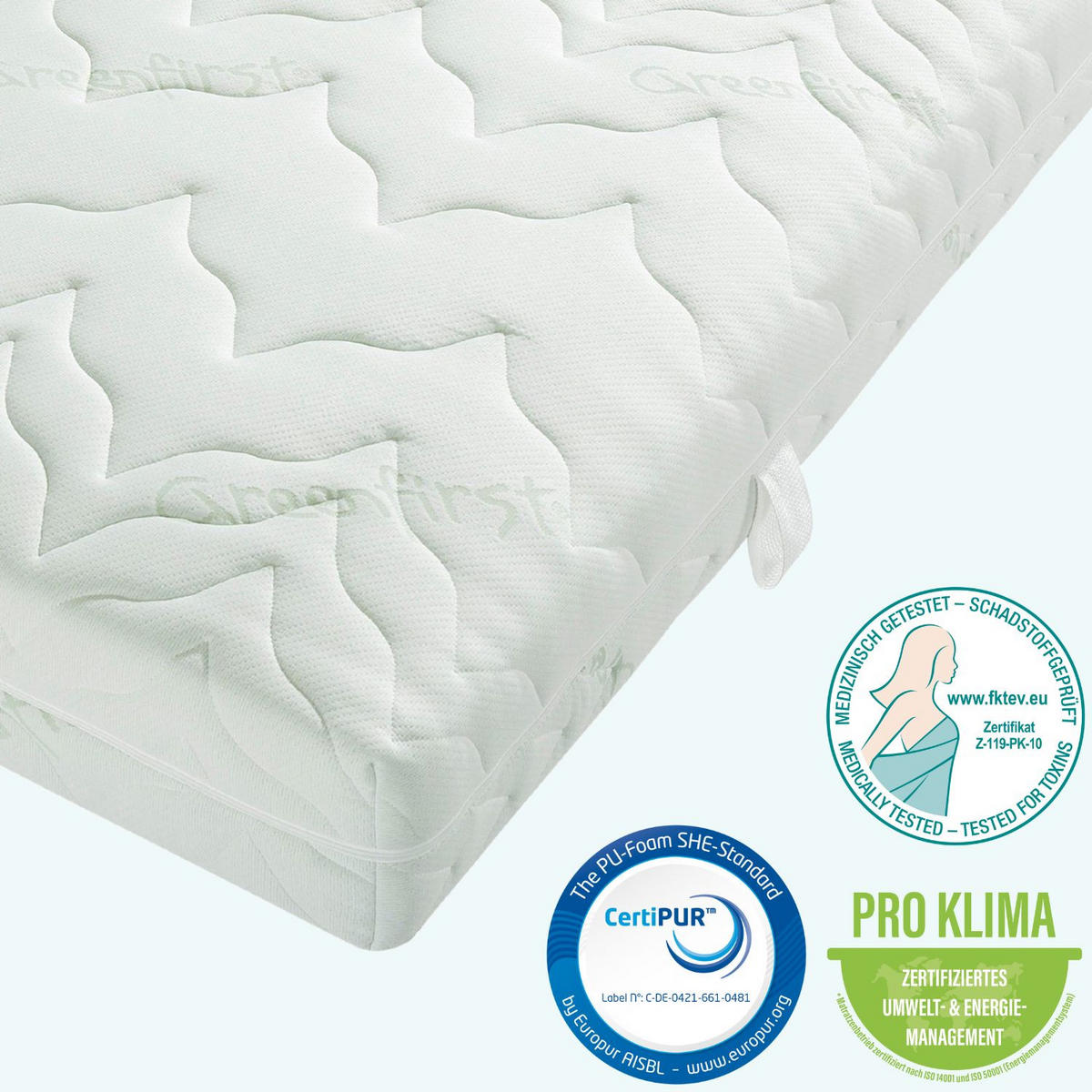 MATRATZE 180x200 mit Taschenfederkern H2+H3 Höhe 22cm - VARIO LUX Greenfirst Taschfederkernmatratze 180x200 2er-Set - Weiß, Textil (180/200cm) - Sleepneo