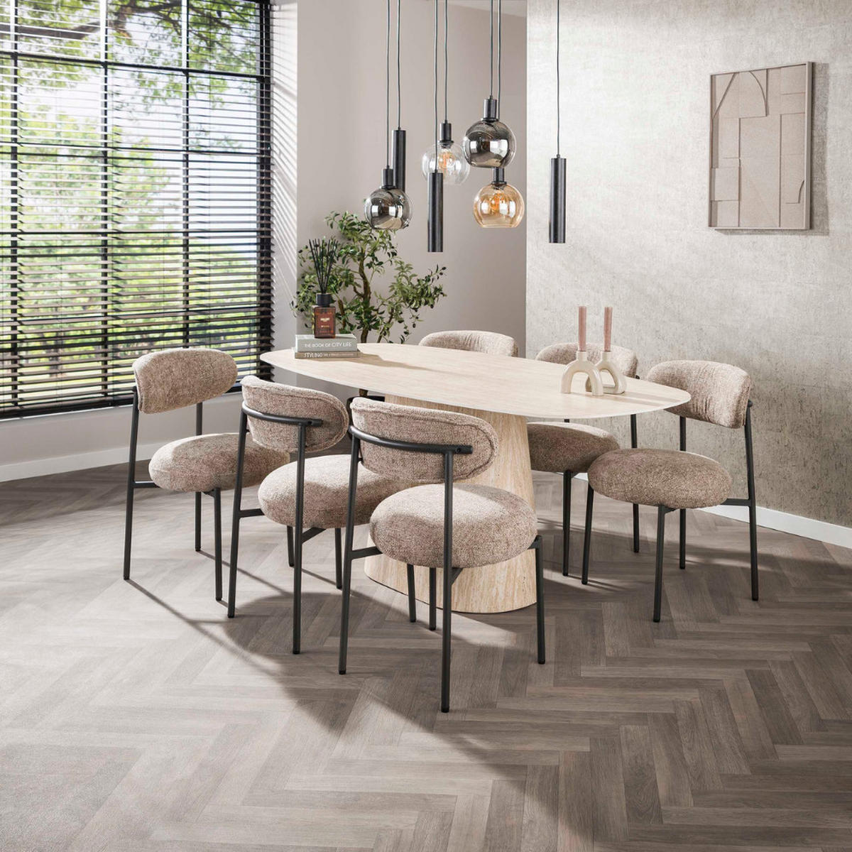 ESSTISCH CENTRO Beige Travertin Optik 180cm - Beige, Keramik (180/90/76cm) - alesvelt