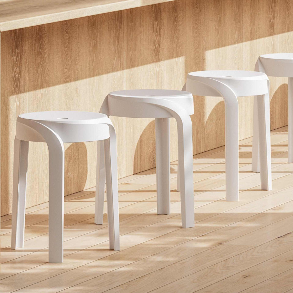 HOCKER POMPA weiß - Weiß, Kunststoff (36/45/35cm) - Légia Home