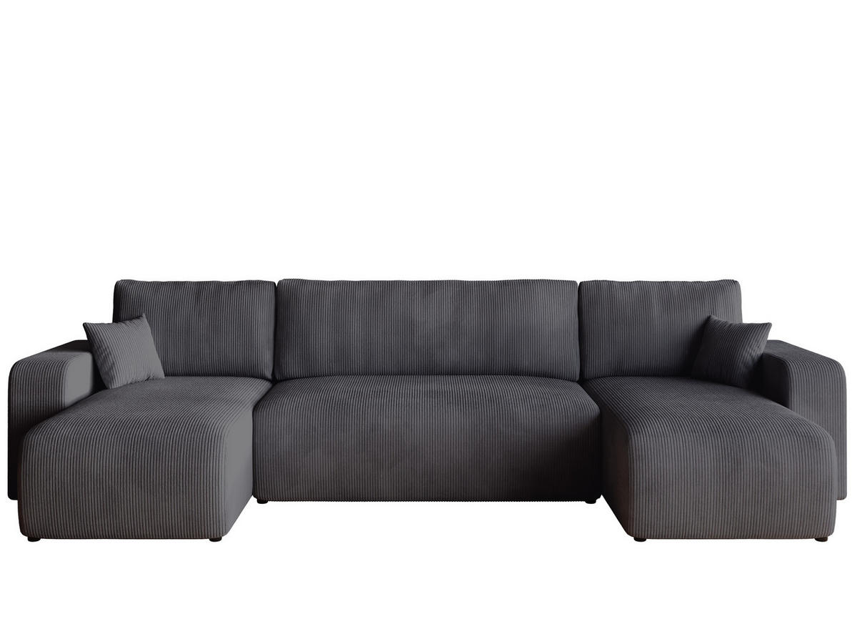 WOHNLANDSCHAFT PUMI mit Schlaffunktion Grau Cord - Grau, Textil (312/82/148cm) - Bromarkt