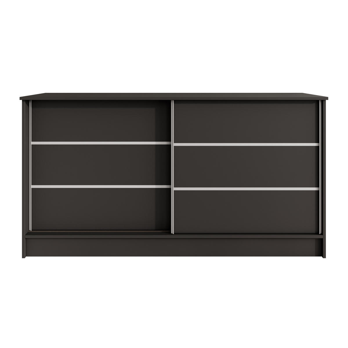 KOMMODE Mirela mit 2 Schiebetüren 160 cm, Schwarz - Schwarz, Holzwerkstoff (161/85/43.5cm) - Beautysofa