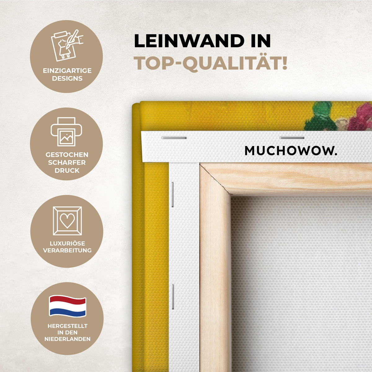 LEINWANDBILD Frida Kahlo - Frau - Gelb - Blau - Blumen 30x20 cm - Gelb, Textil (30/20cm) - MuchoWow