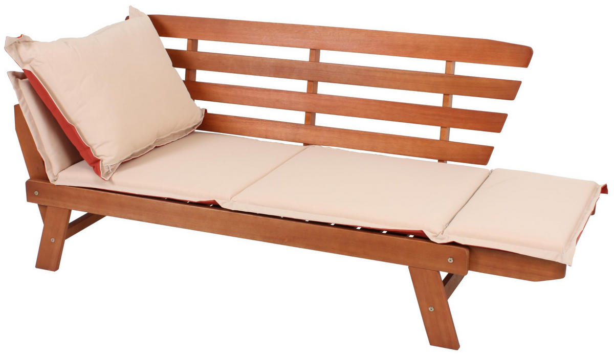 GARTENBANK Odense umklappbare Armlehnen Terrassenbank - Braun, Holz (72/75/195cm) - DELUKE