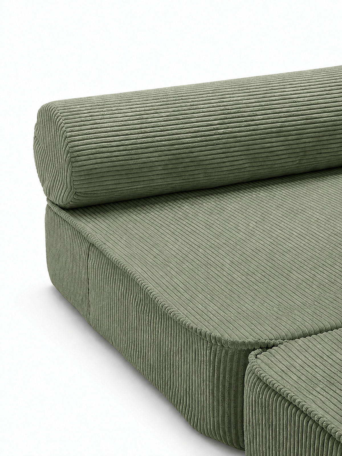 SCHLAFSESSEL ausklappbar, modularer Bodensessel mit Rückenrolle in Olivgrün - Olivgrün, Textil (80/62/95cm) - SURB
