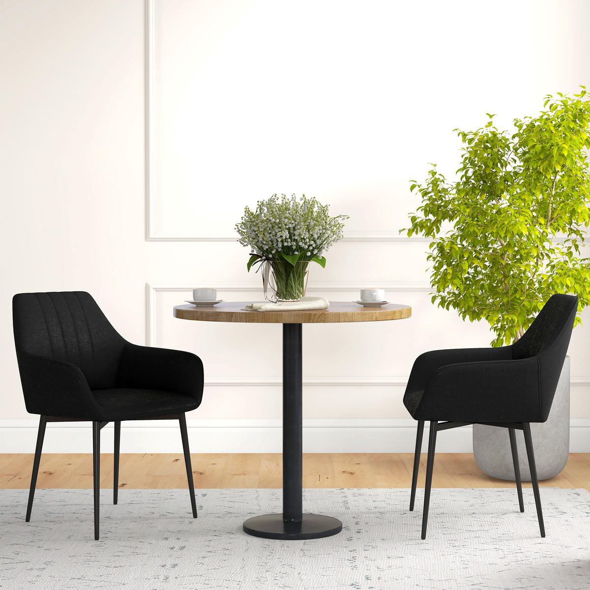 STÜHLE Schwarz 2 Stück - Schwarz, Naturmaterialien (56.5/81/59.5cm) - GiPP