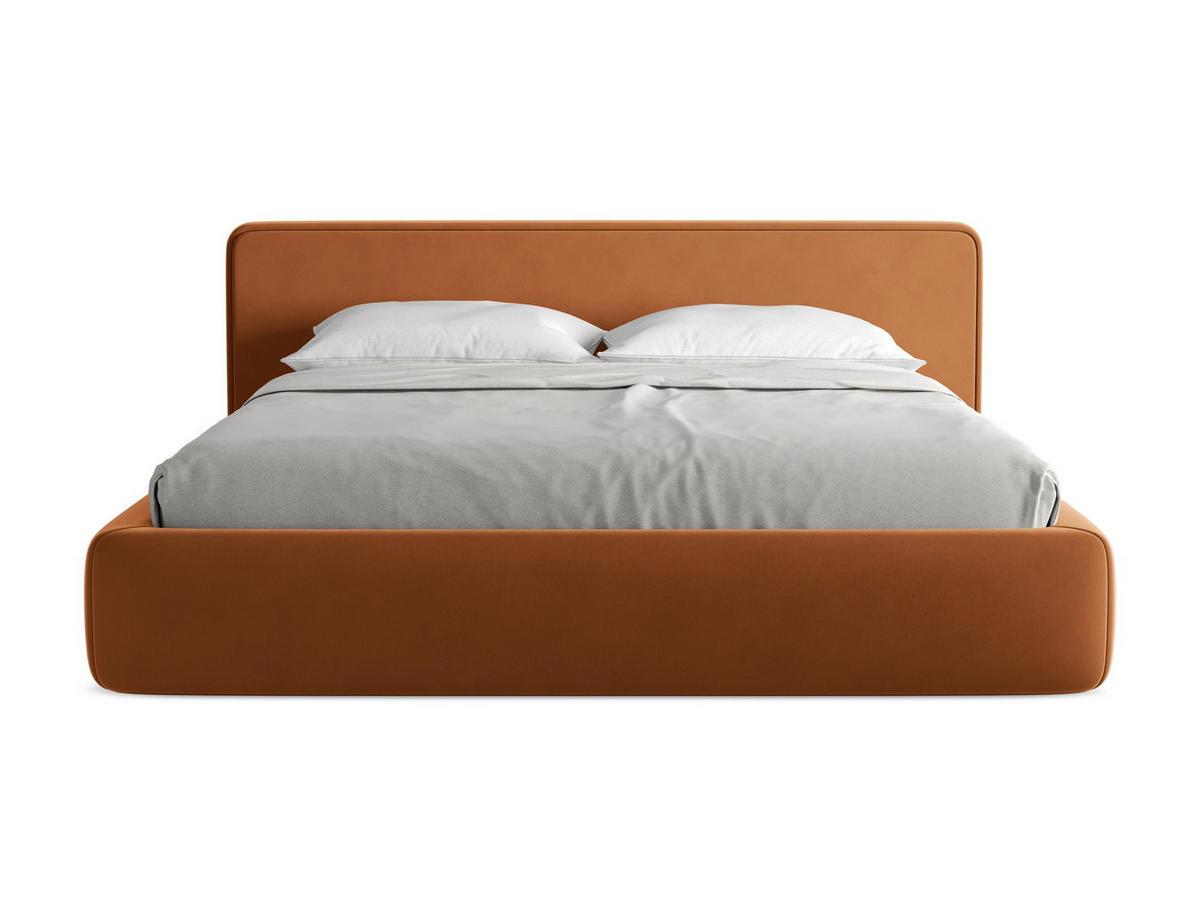 POLSTERBETT mit Bettkasten und Lattenrost 220x225 Orange - Terracotta/Schwarz, Kunststoff/Textil (180/200cm) - Makamii