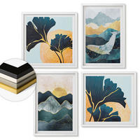 WANDBILDER 4er-Set - 50x50 cm & 40x60 cm Weißer Rahmen - Abstrakte ästhetische Berge - Weiß, Kunststoff (50/50cm) - ArtPrintCave