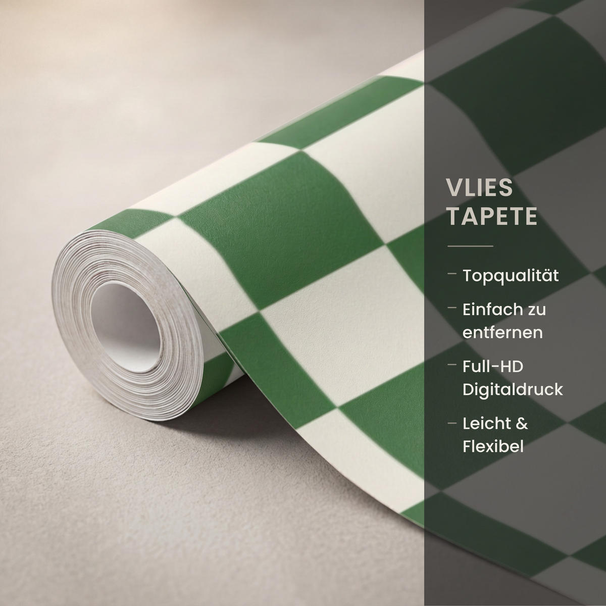 KINDERTAPETE - Schachbrett - Muster - Grün - 450x300 cm - Grün, Papier (450/300cm) - OnlyWow