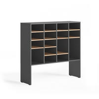 SCHUHSCHRANK Hermia, Anthrazit/Goldkraft Eiche, 104.2 x 99 cm mit 16 offenen Fächern - Honigeiche/Anthrazit, Holzwerkstoff (104.2/99/32.1cm) - Vicco