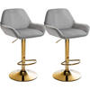 BARHOCKER 2er Set Samt grau - Goldfarben/Grau, Textil/Metall (51/89/52cm) - CLP