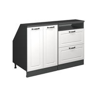 KUCHYŇSKÁ SKŘÍŇKA POD ŠIKMOU STŘECHU R-Line Bílý venkovský dům 120 cm Sada 2 korpusů skříně hloubka 60 cm - bílá/antracitová, kompozitní dřevo (120/83.8/60cm) - Vicco