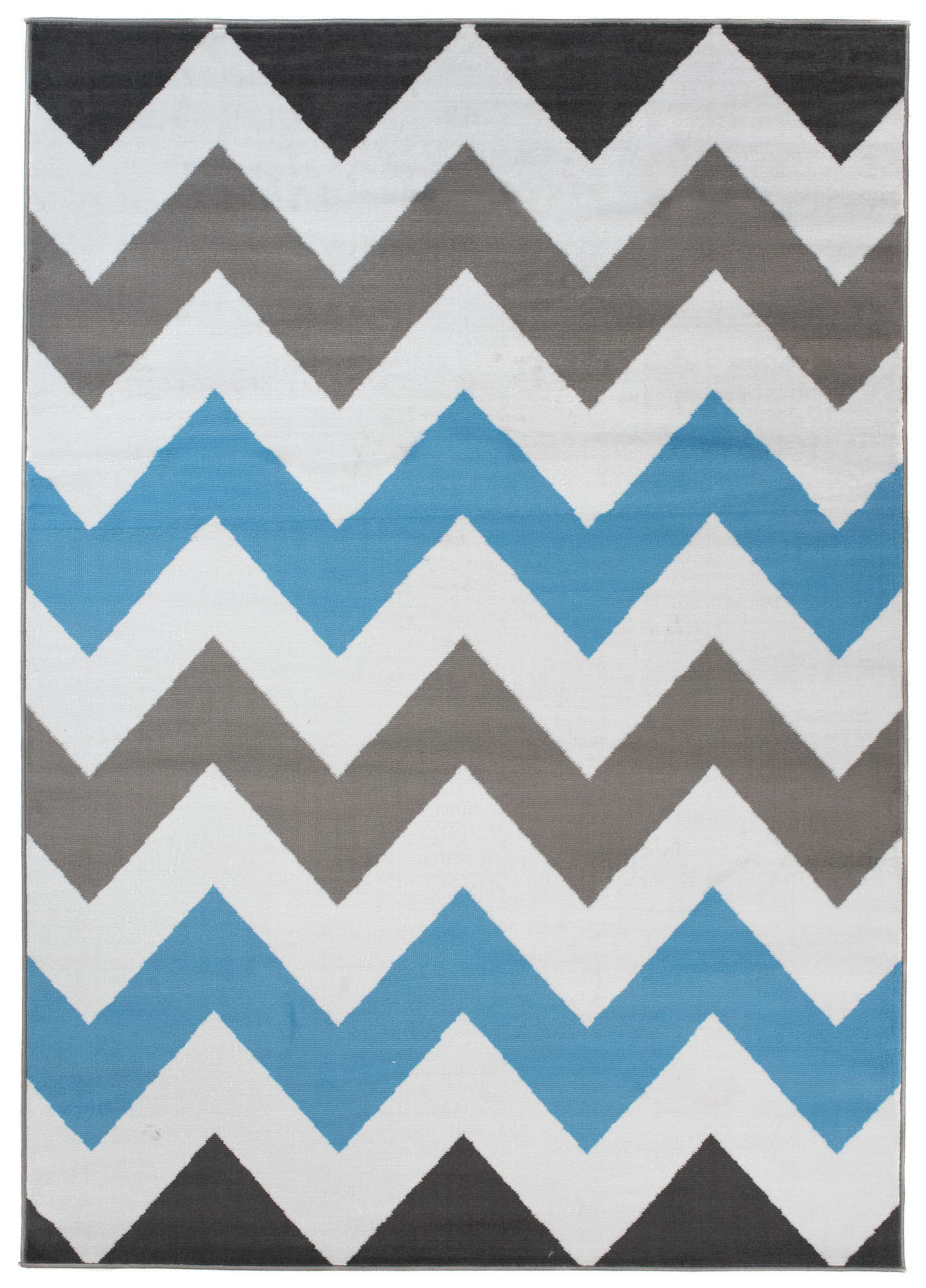 TEPPICH MAYA Blau Zig Zag Streifen 250/350 cm - Blau, Textil (250/350cm) - Tapiso