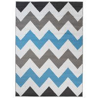 TEPPICH MAYA Blau Zig Zag Streifen 250/350 cm - Blau, Textil (250/350cm) - Tapiso