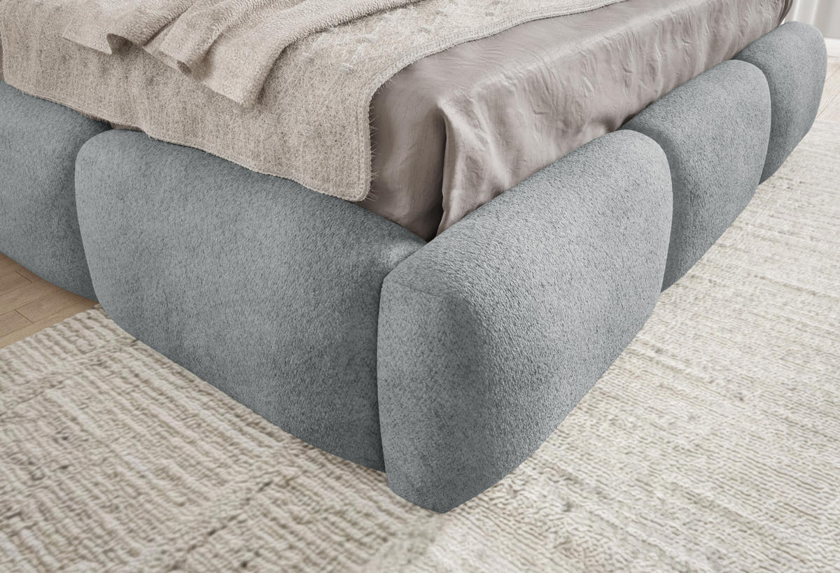 POLSTERBETT mit Stauraum Bouclé-Stoff 200x200 cm in Grau - Grau, Textil (200/200cm) - Home Collective